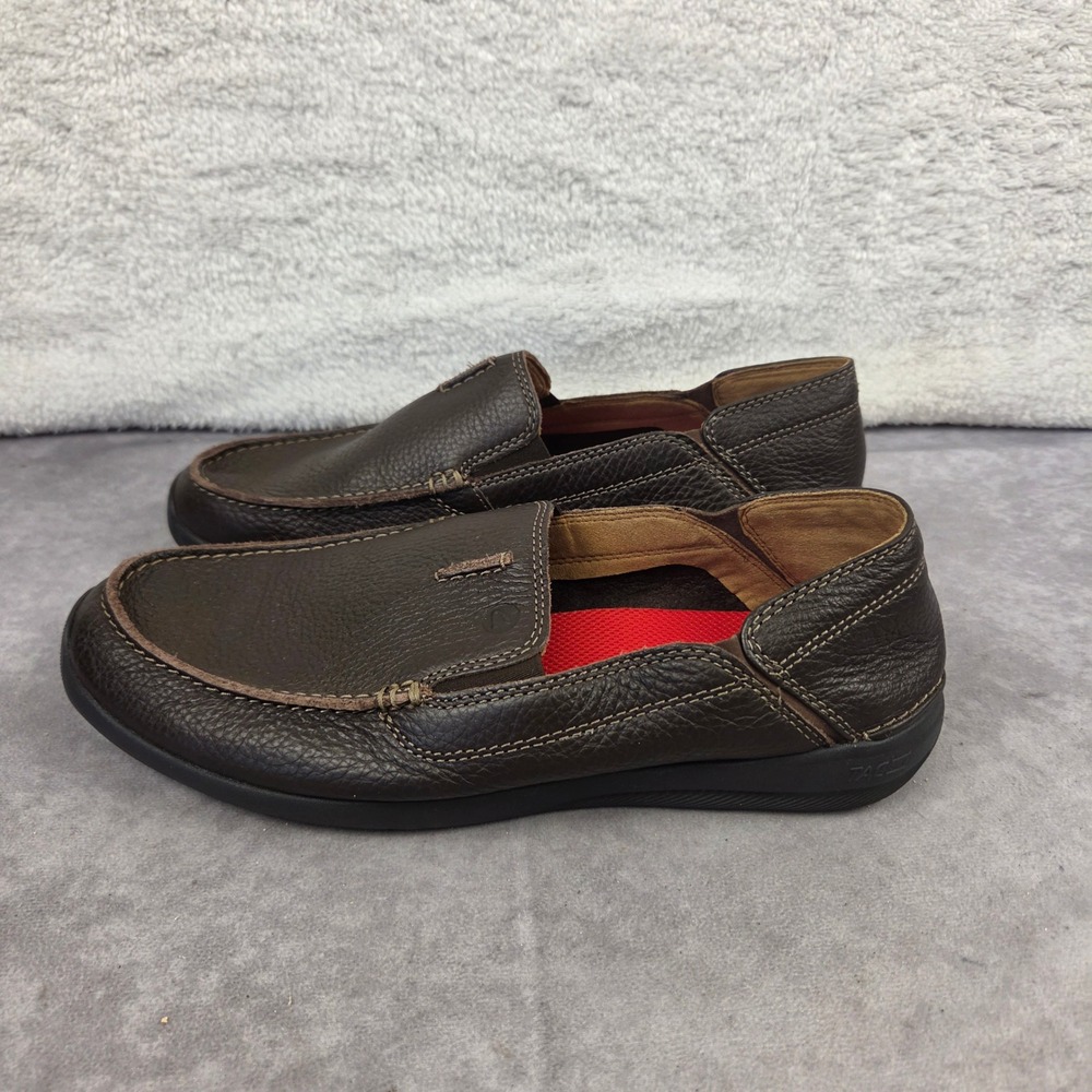 Nunn Bush Mens Brown Pebbled Leather Slip On Loafers Moc Toe Shoes S2441